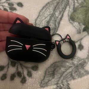 Black cat silicone AirPod case